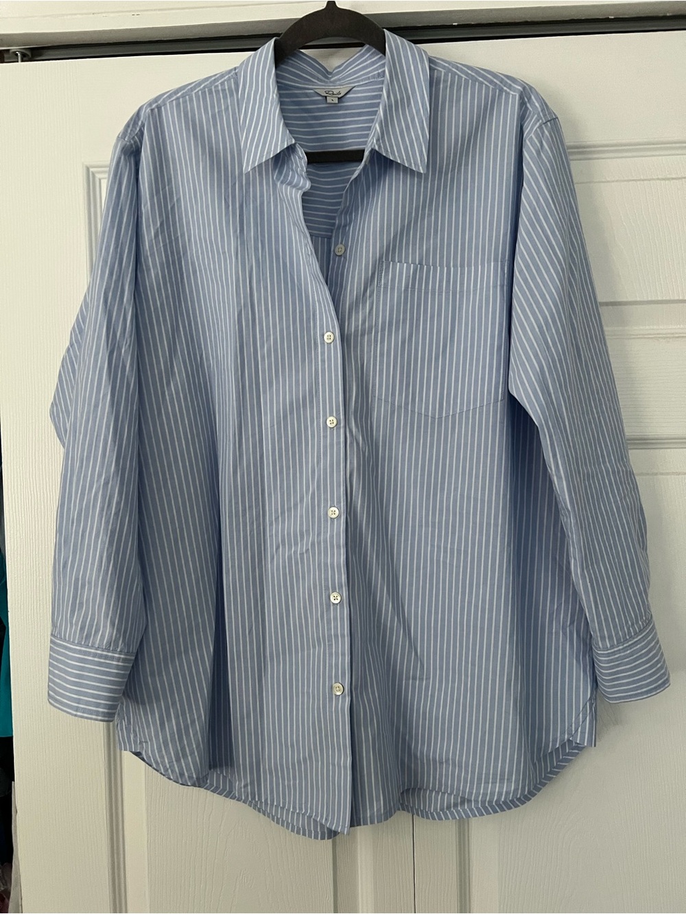 Rails Light Blue and White Striped Shirt